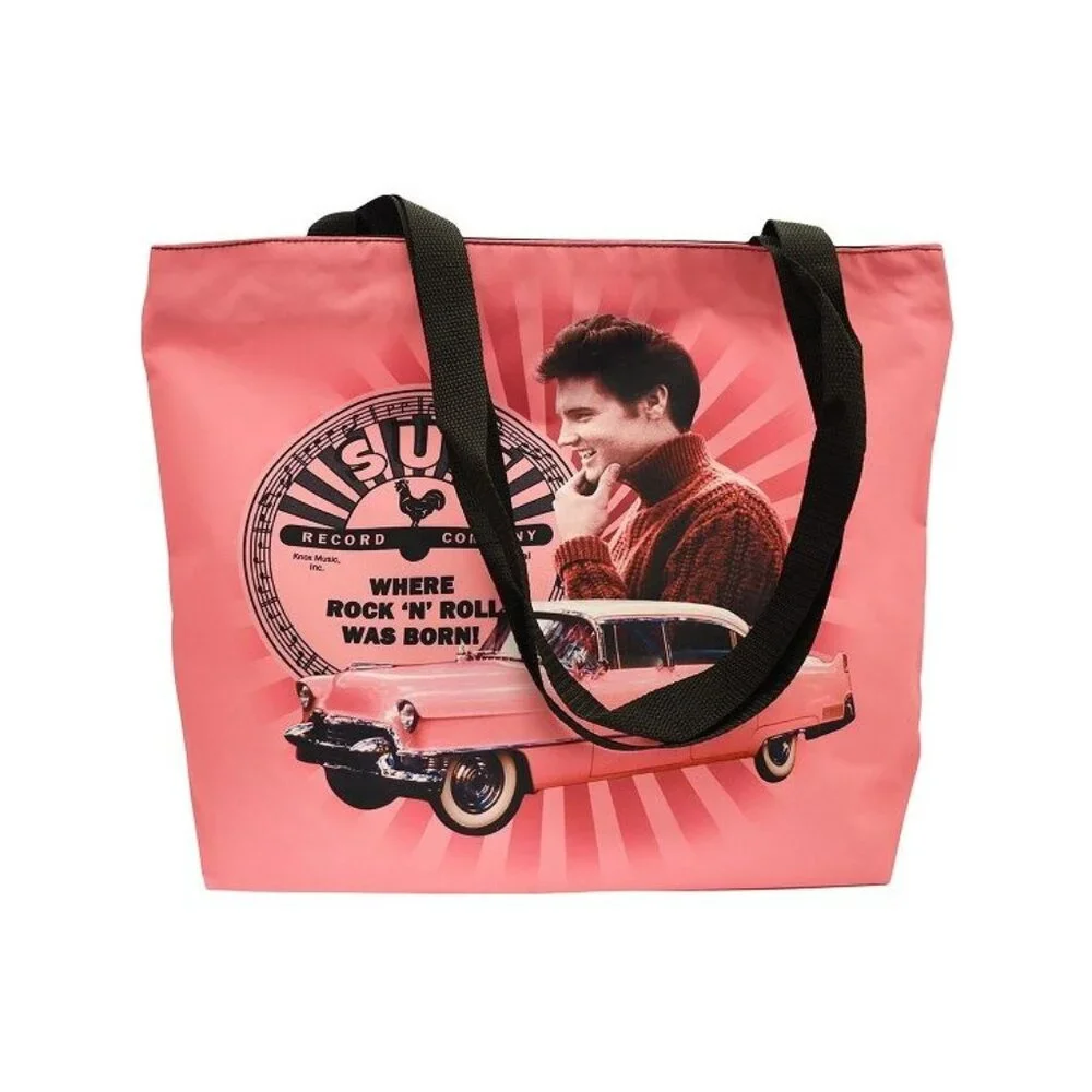 Elvis Presley Sun Records Tote Bag Shoulder Shopping Gift King New Pink Cadillac - Picture 2 of 5